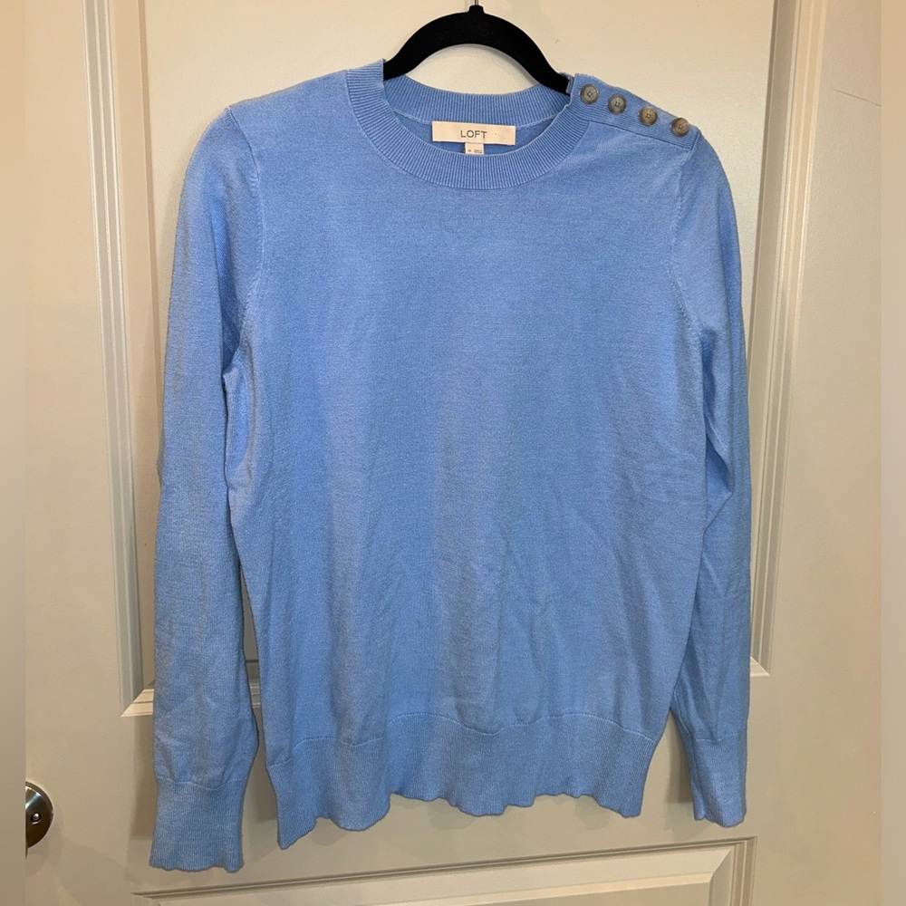 Loft Sweater with Button Shoulder Details